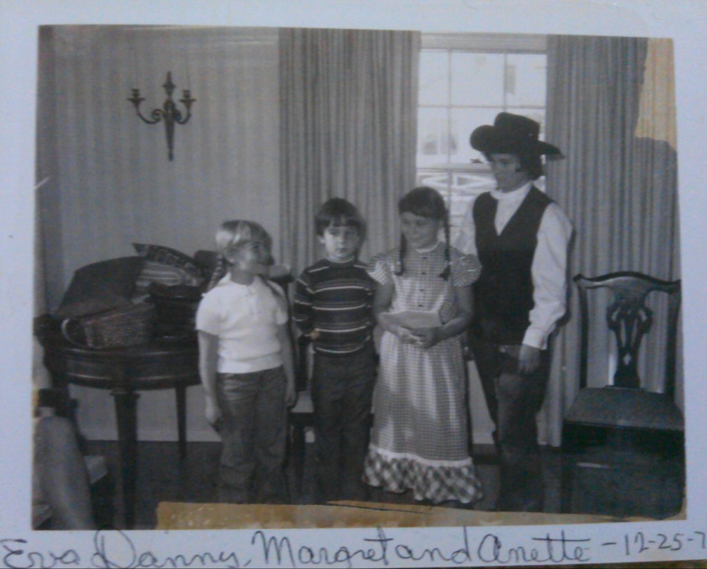 Christmas 1970. From left to right, Eva, Dan, Margret, and Anette.