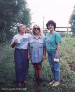 Eva in 1992. From left to right, Barbara Cassidy (Eva's mother), Eva, and Anette Cassidy (Eva's oldest sister)