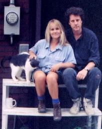 EVA AND FRIENDS: Eva and Chris Biondo in 1992.  We think the cat belongs to Eva's sister Anette, but it obviously had found a soulmate in Eva.